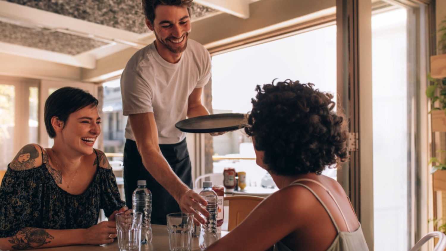 Water Bottle on restaurant table