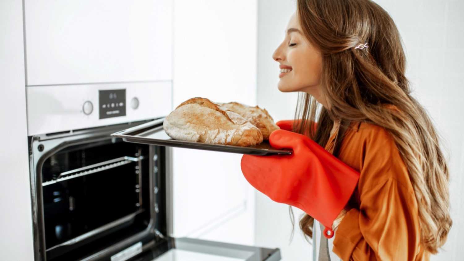 Woman baking bread