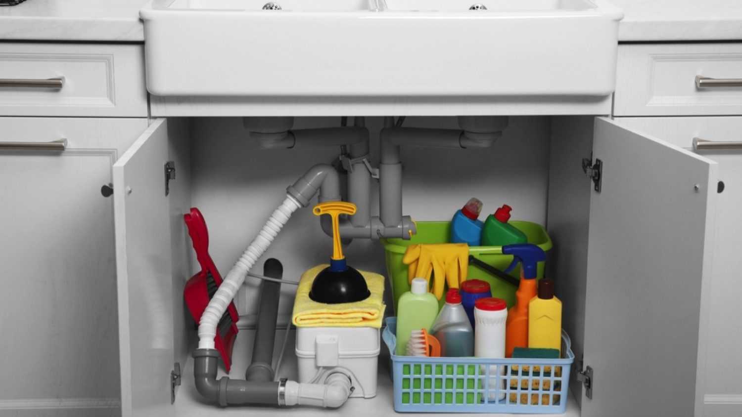 Bottles under sink