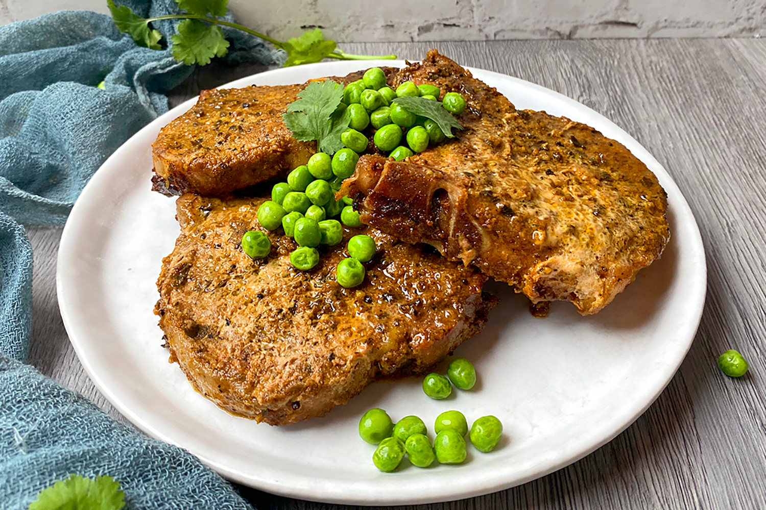 pork chops green peas