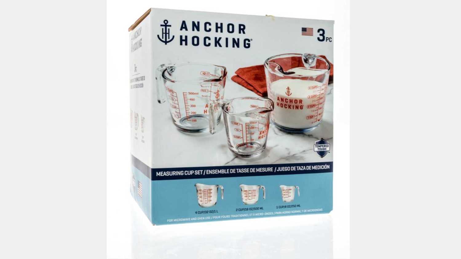 Winneconne, WI -11 March 2021: A package of Anchor hocking measuring cup on an isolated background