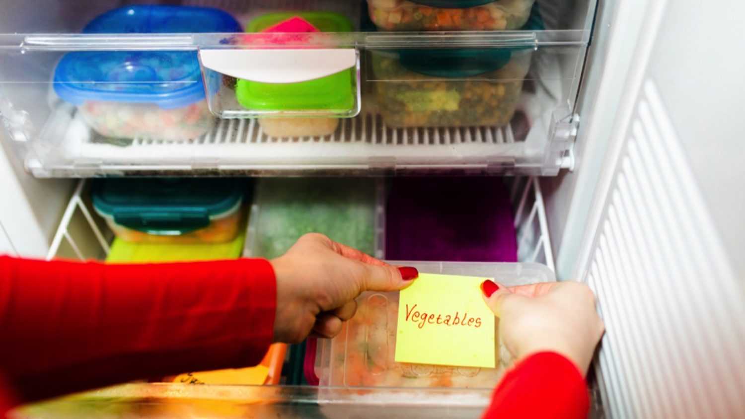 Woman labeling in container