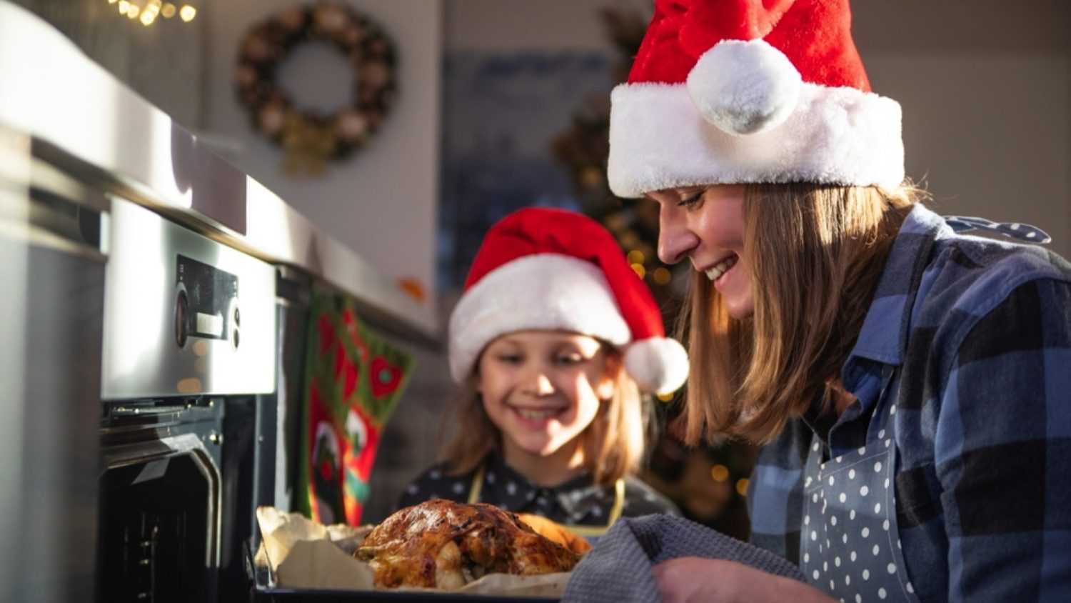 Mom and daughter preparing meal