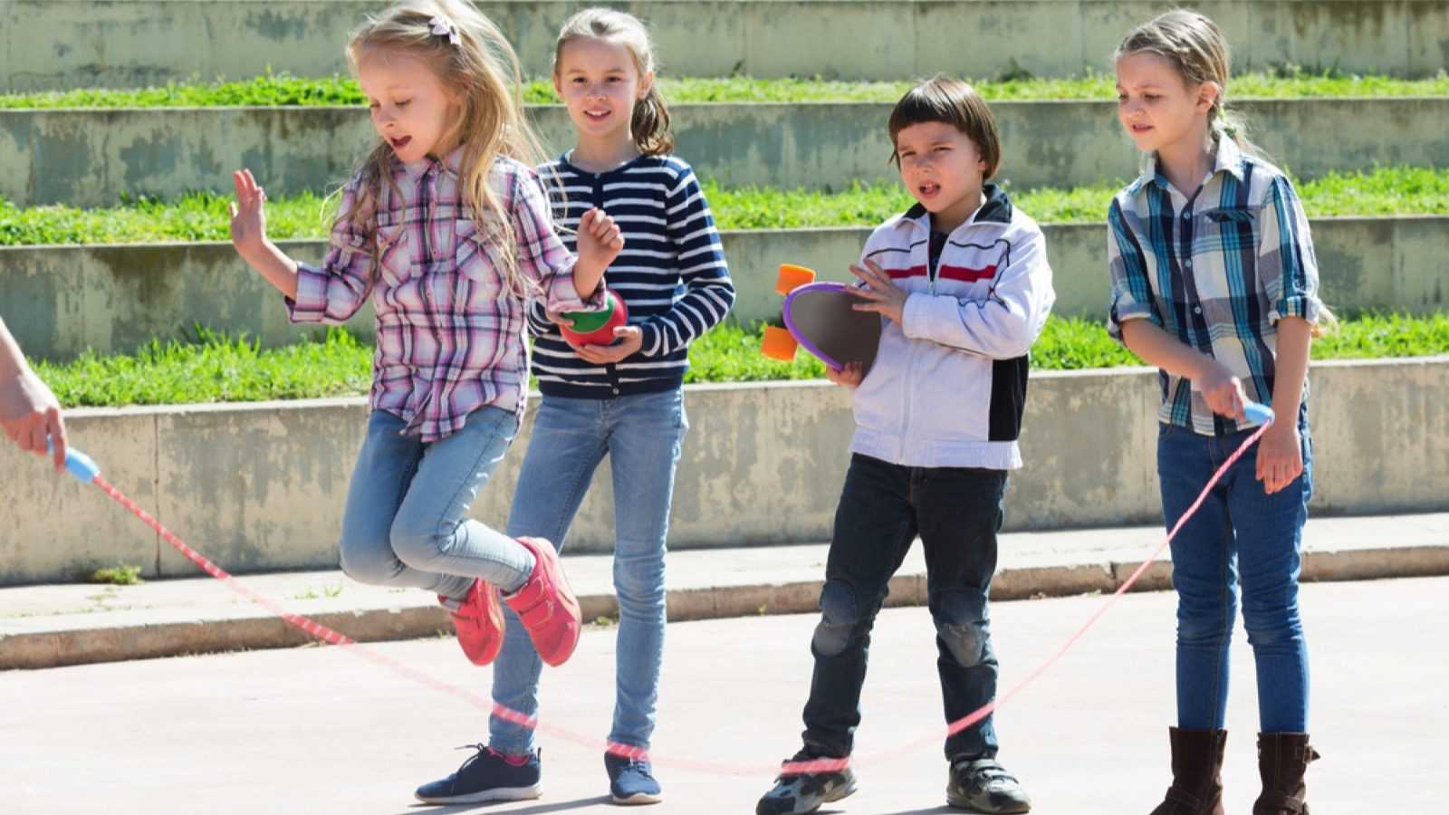 Children playing French Skipping