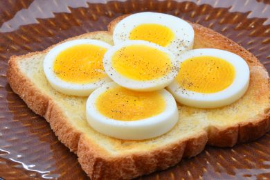 hard eggs on bread