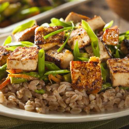 Tofu rice vegetables