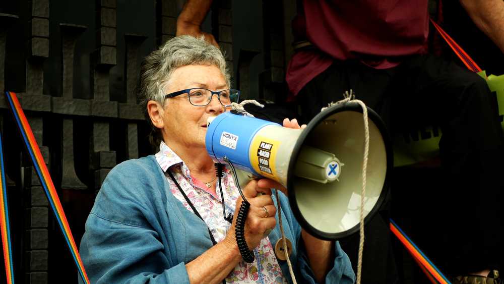 old woman protest